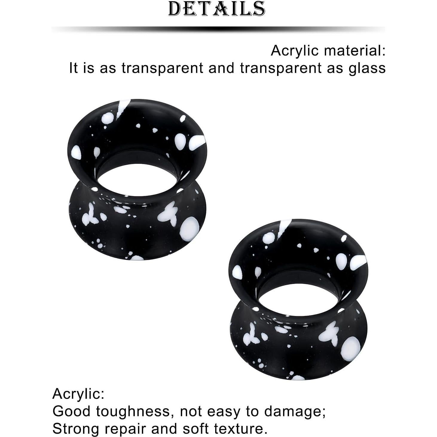 Tapones de Silicona Kridzisw 10G 50mm Doble Flare Negro Blanco