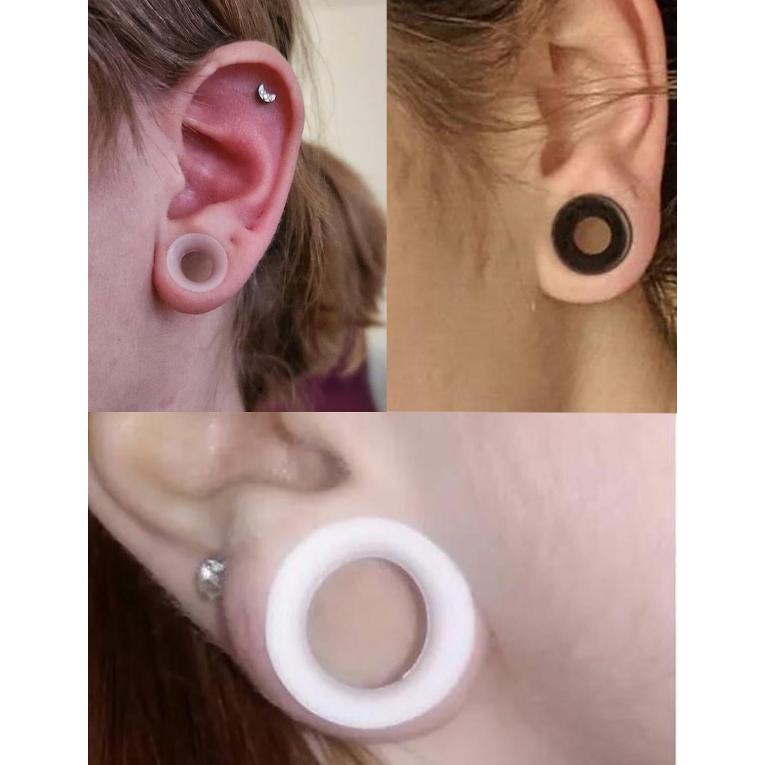 Tapones de Silicona Kridzisw 10G 50mm Doble Flare Negro Blanco