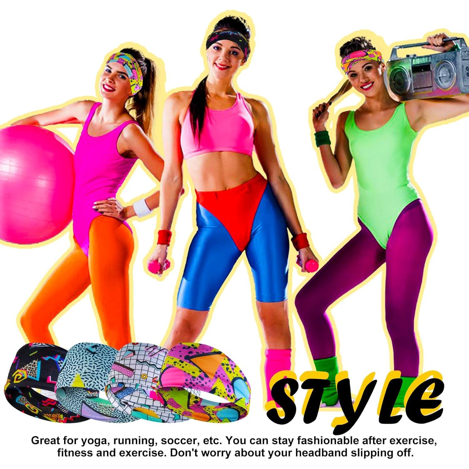 Diademas Retro Neón Mabor 4 Pcs para Mujeres y Hombres