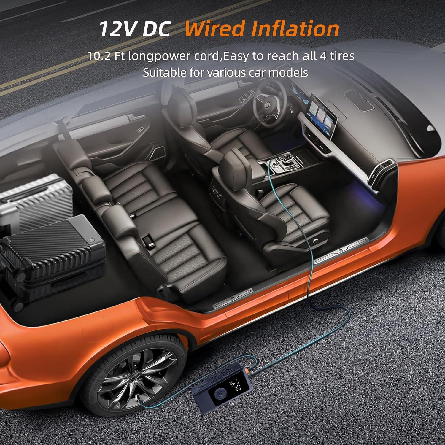 Compresor de Aire Portátil Weosz 150 PSI para Neumáticos