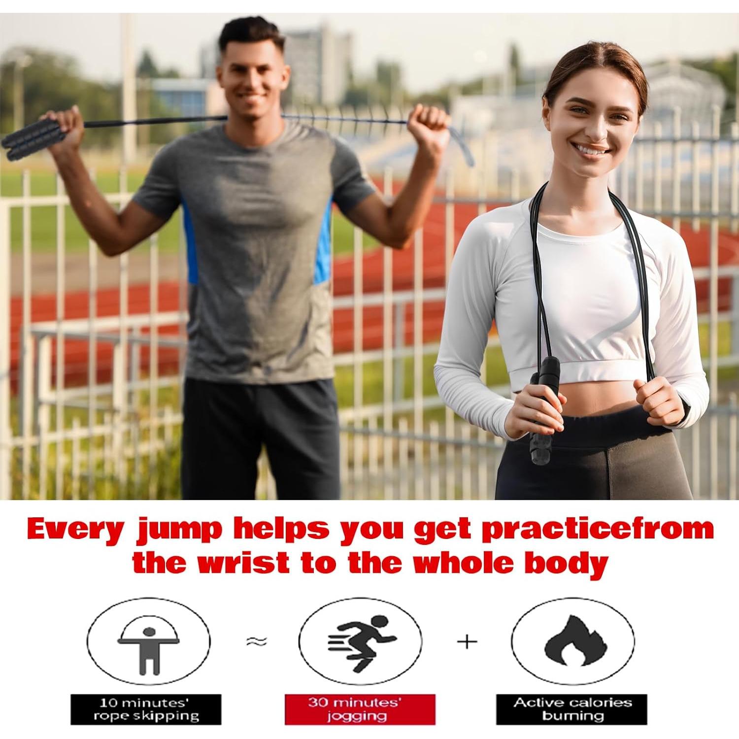 Cuerda de Salto 2 en 1 Vinsot con Peso Ajustable 2.8m