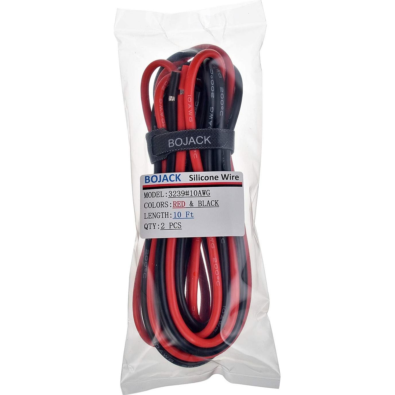 Cable de Silicona BOJACK 10 AWG 6 metros Rojo y Negro