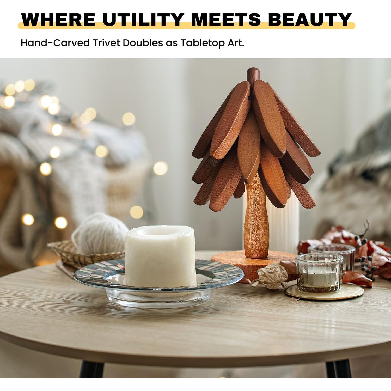 Trivetes de Madera DAOLEMIJI - 3 Piezas Suave para Ollas