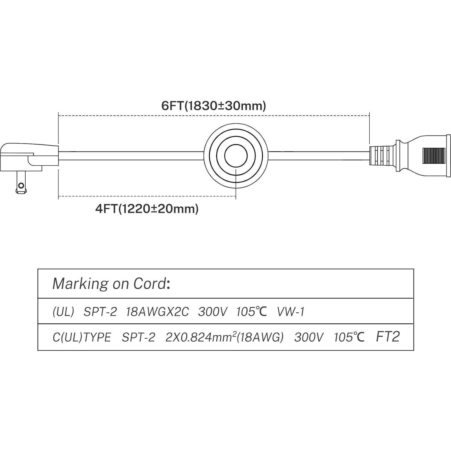 Cable de Extensión con Interruptor de Pie FIRMERST 1.83m Negro