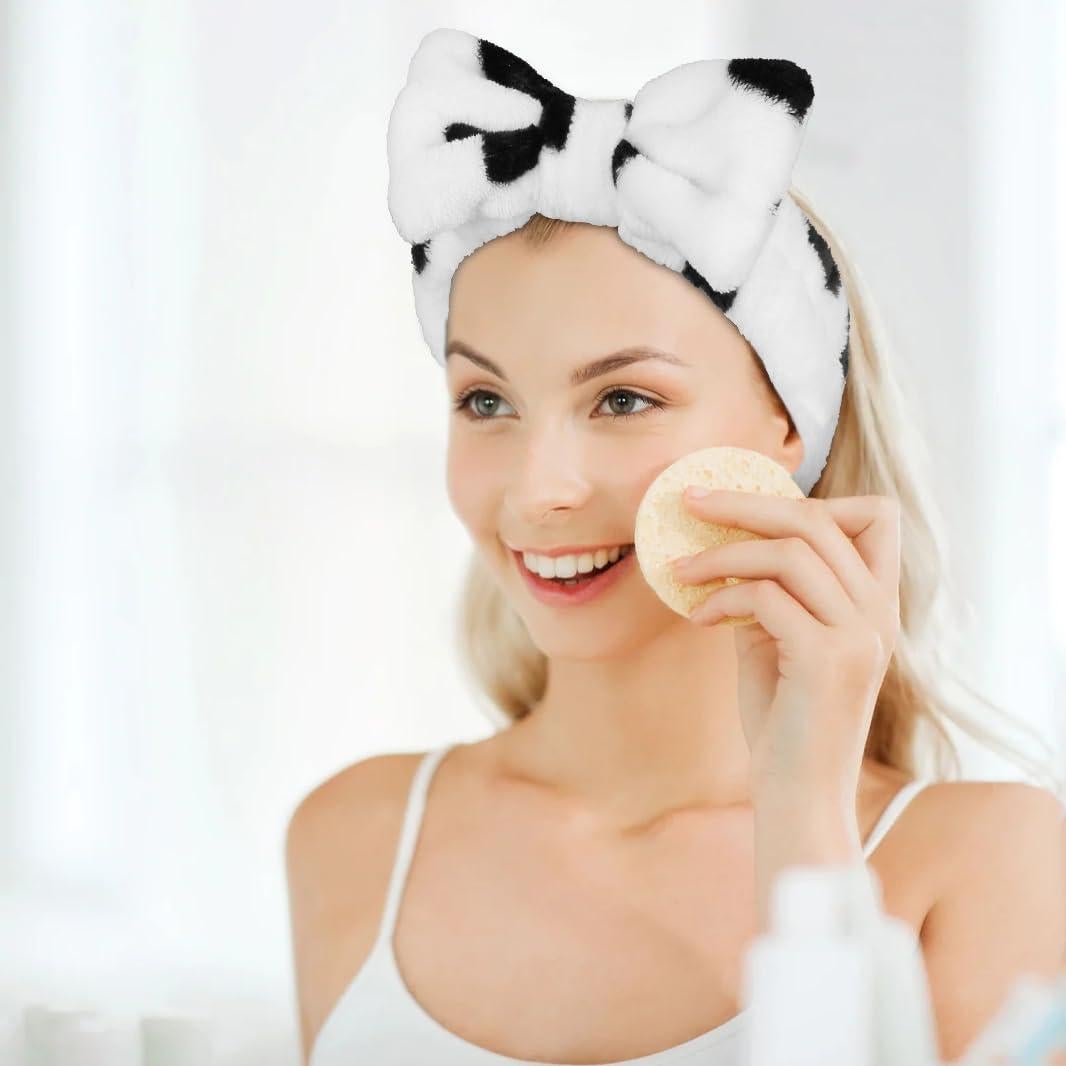 Diadema Huachi Spa Estampado de Vaca para Cuidado Facial