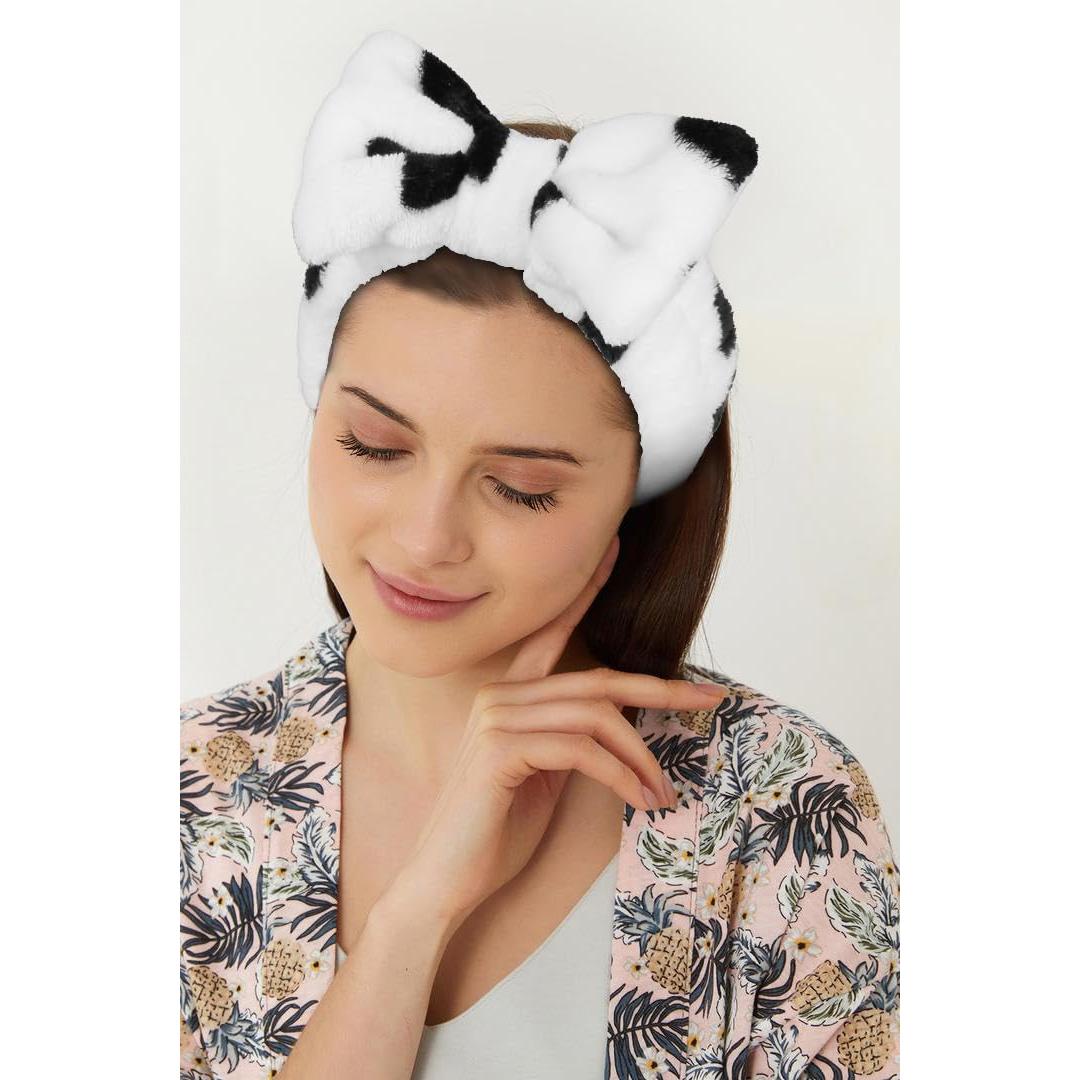 Diadema Huachi Spa Estampado de Vaca para Cuidado Facial