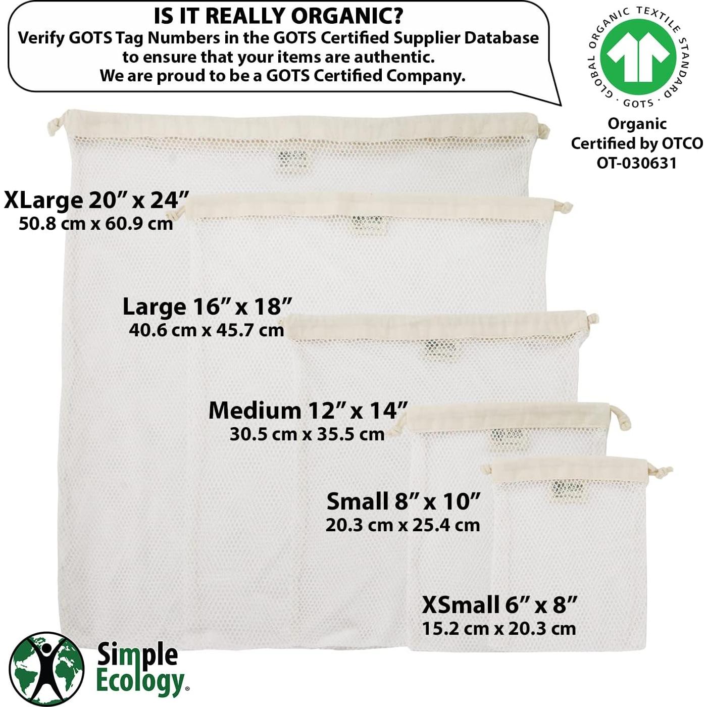 Bolsa de Lavandería de Algodón Orgánico Simple Ecology - 2 Unidades