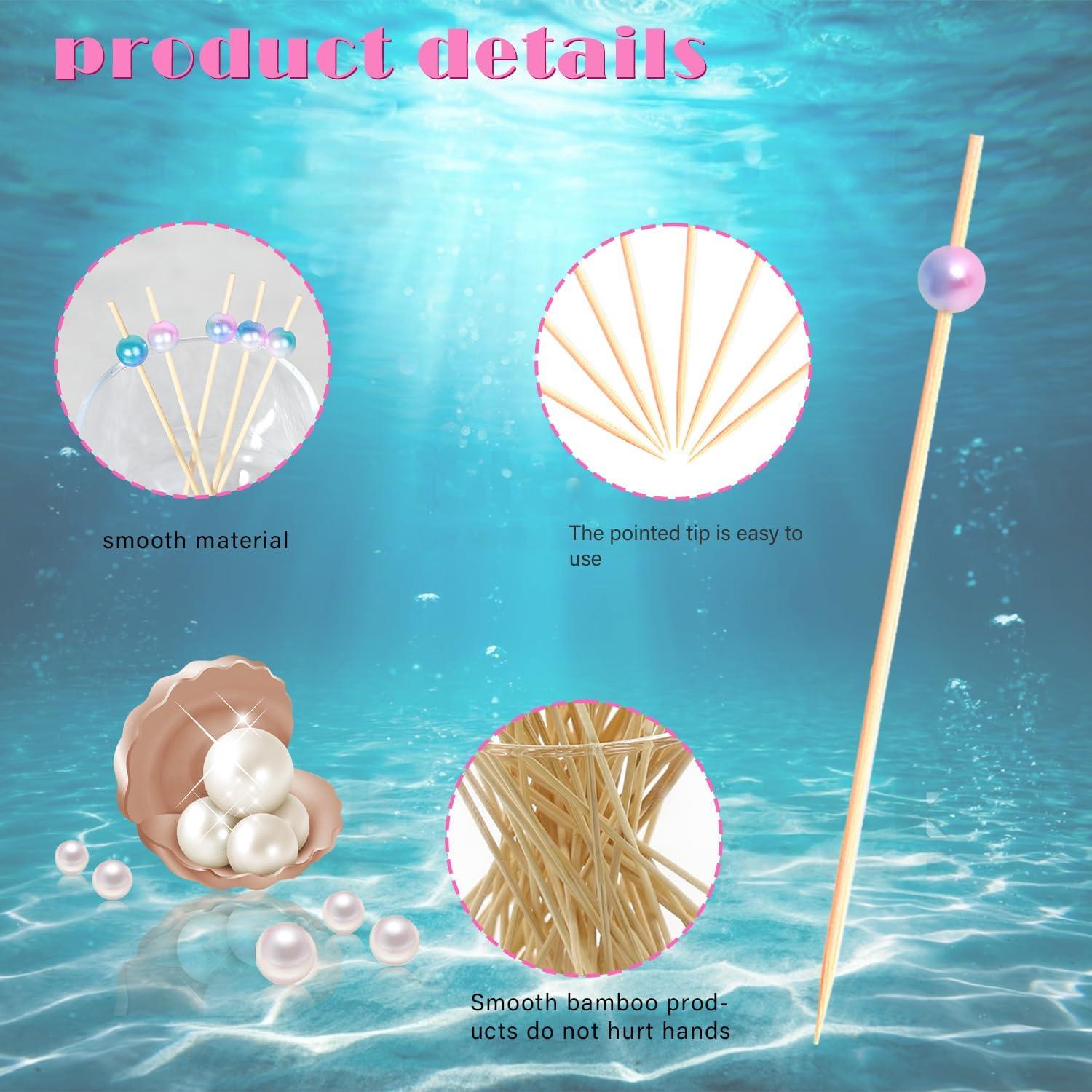 120 Palillos de Cóctel de Bambú Natural Perla de Sirena 11.94 cm