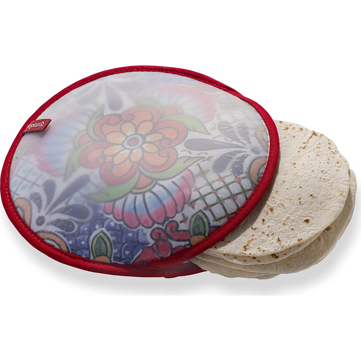 Calentador de Tortillas Prepara de Tela y Silicona Rojo 26.5 cm