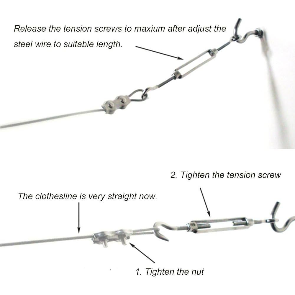 Cuerda de Ropa DEWEL 3.3m Acero Inoxidable Alta Resistencia