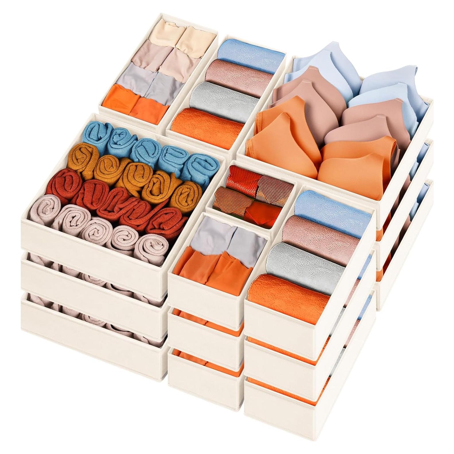 Organizador de Cajones Criusia Beige - 15 Divisores Plegables