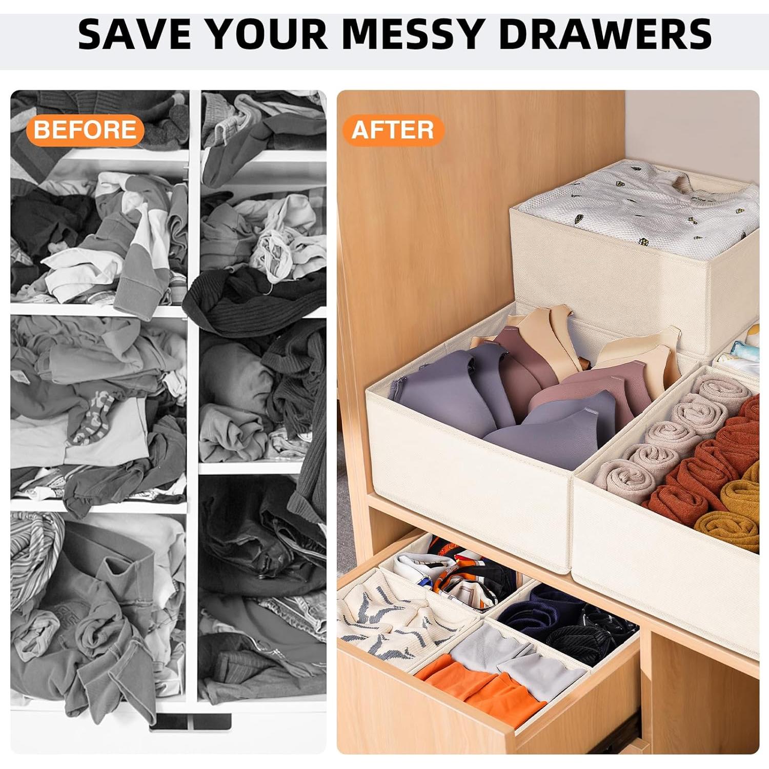 Organizador de Cajones Criusia Beige - 15 Divisores Plegables