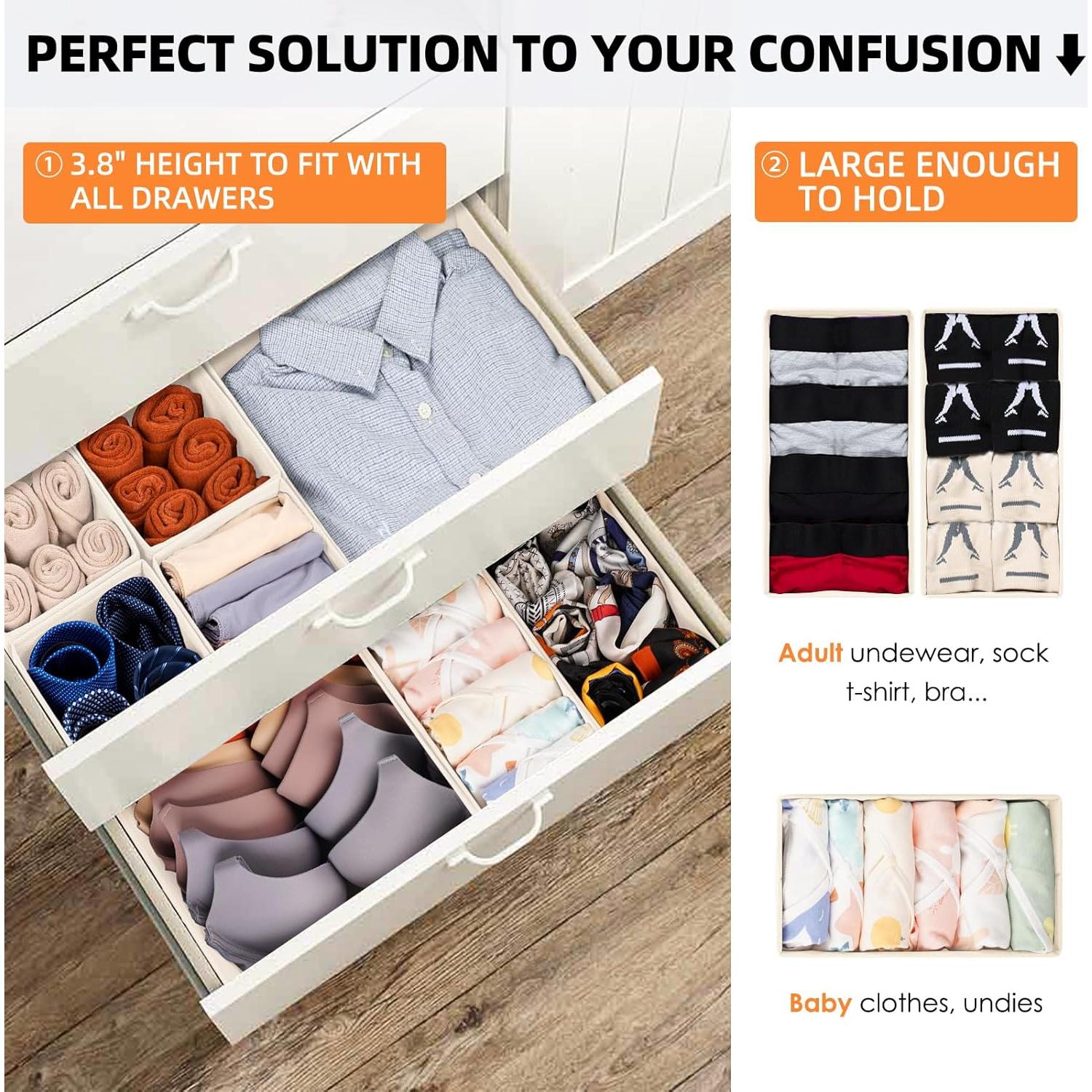 Organizador de Cajones Criusia Beige - 15 Divisores Plegables