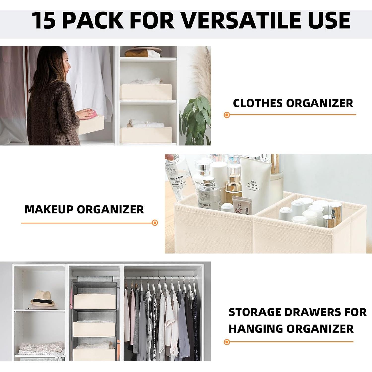 Organizador de Cajones Criusia Beige - 15 Divisores Plegables