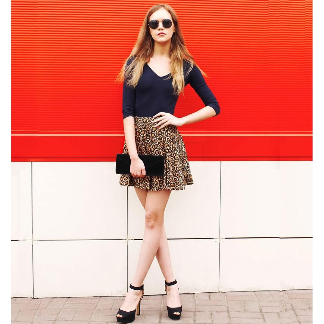 Bolso de Noche YIXUND Negro de Terciopelo con Cadena Desmontable