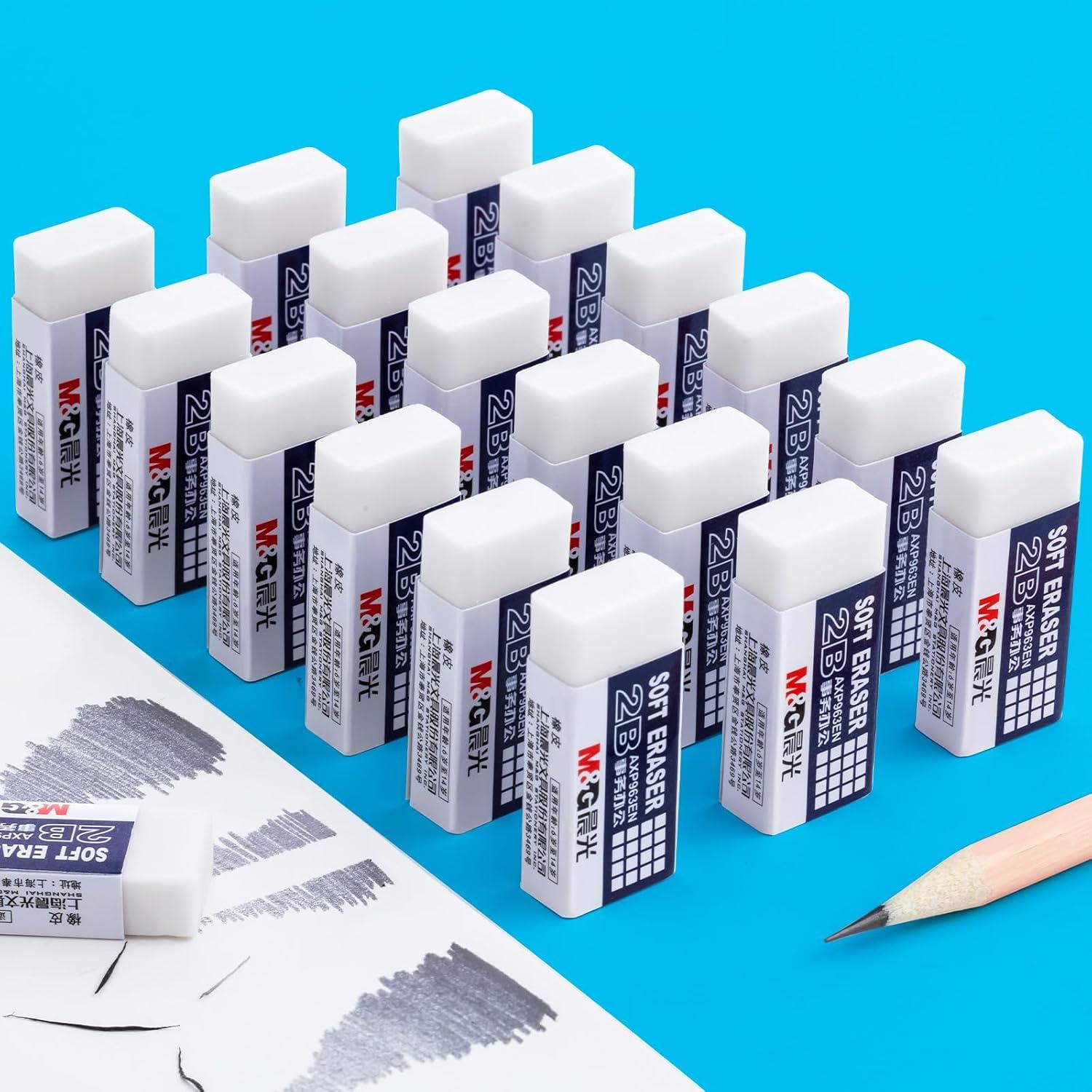 Paquete de 24 Gomas de Borrar M&G Caucho Blanca 2B Rectangular