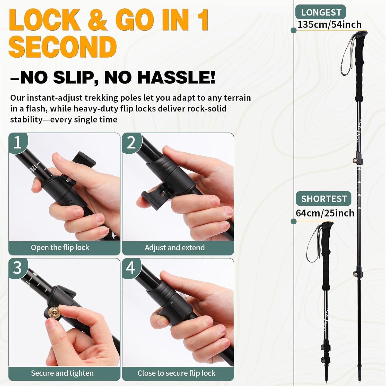 Bastones de Trekking LACE INN Telescópicos Aluminio 2PC