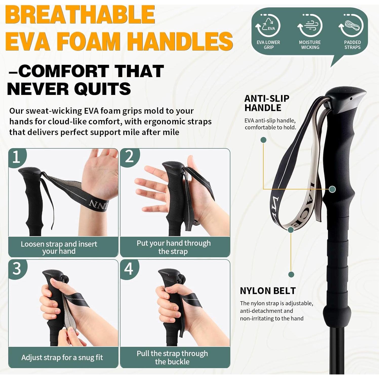 Bastones de Trekking LACE INN Telescópicos Aluminio 2PC