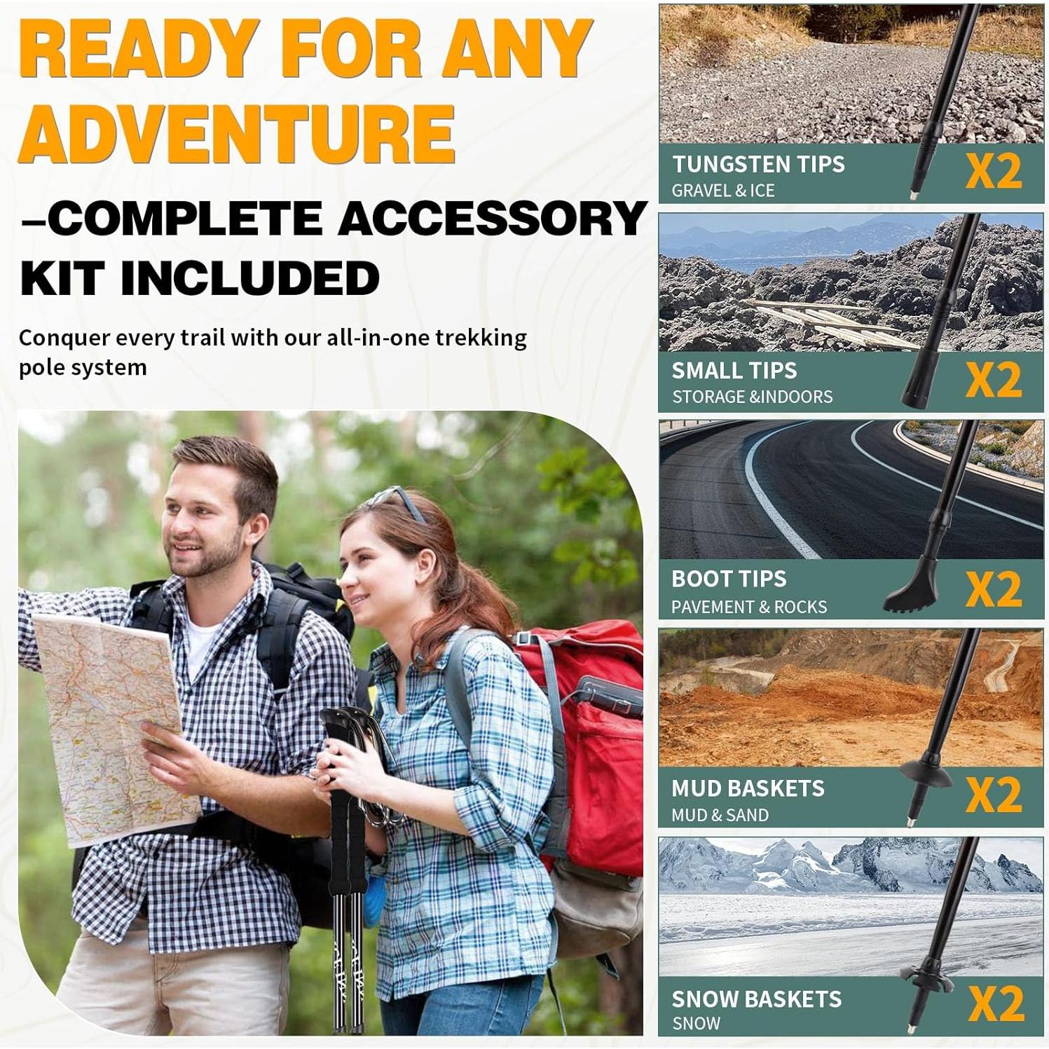 Bastones de Trekking LACE INN Telescópicos Aluminio 2PC