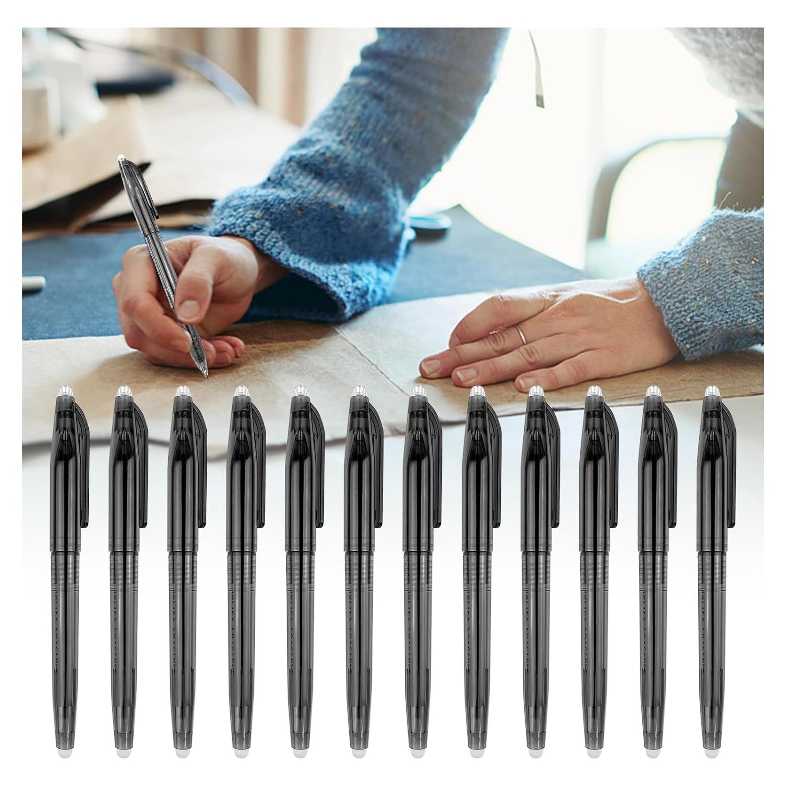 Set de 12 Bolígrafos Borrables por Calor para Tela Negro