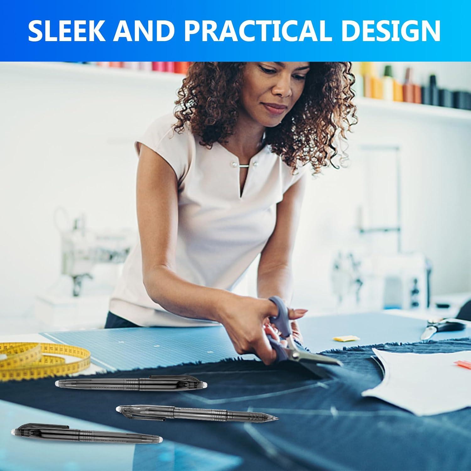 Set de 12 Bolígrafos Borrables por Calor para Tela Negro