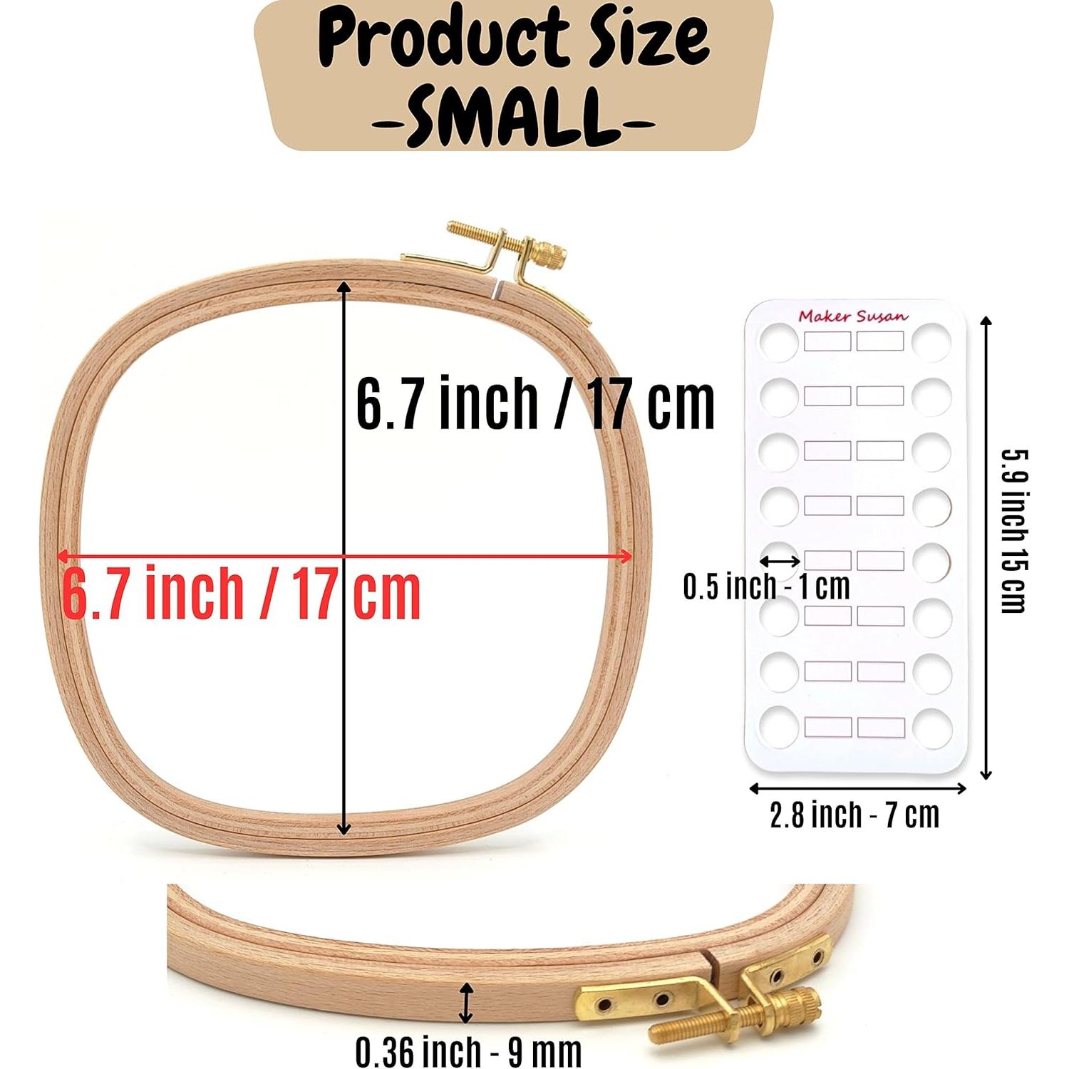Aro de Bordado Cuadrado Maker Susan Madera Haya 17 cm