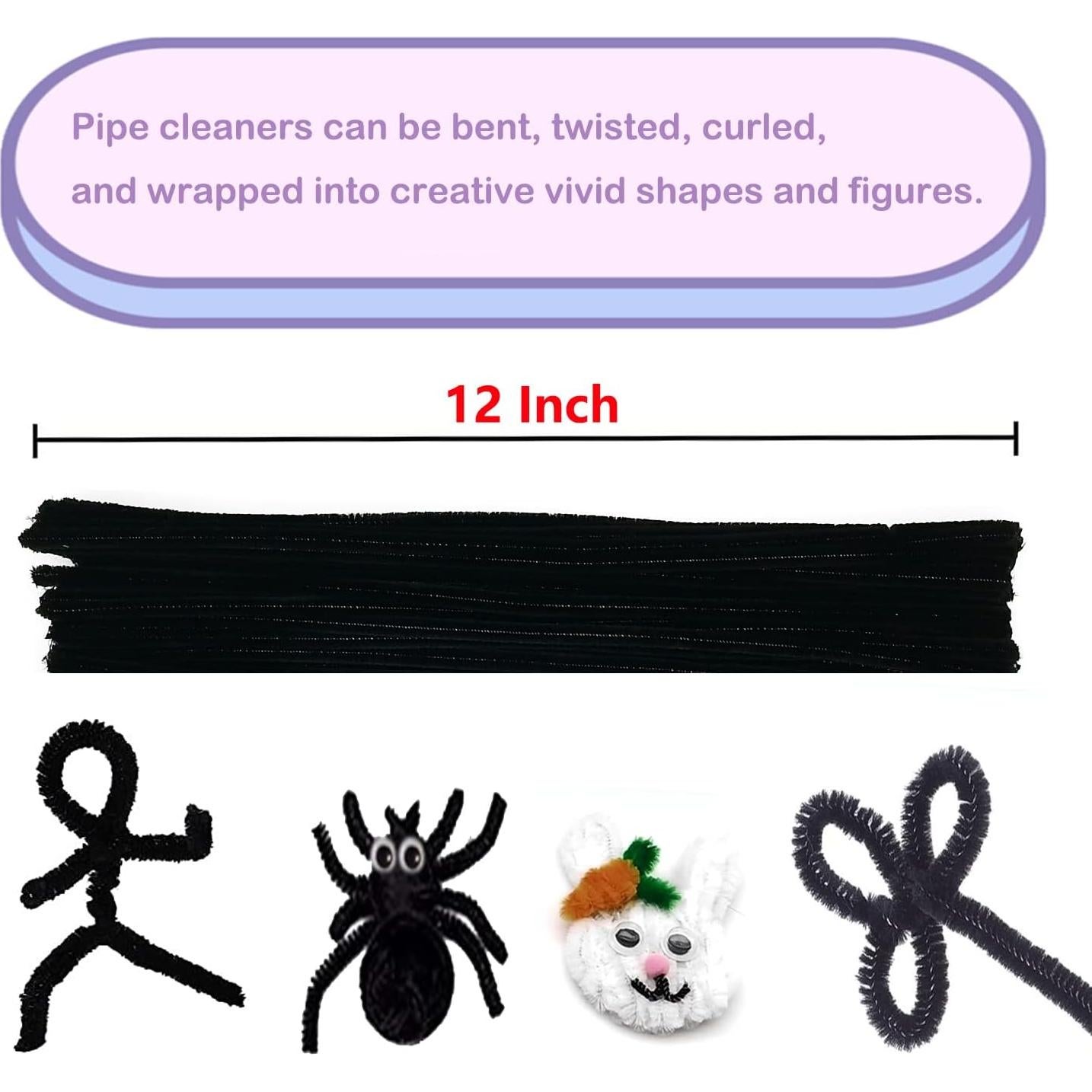 Set de 200 Limpiapipas Negros Cldamecy con 20 Ojos Móviles