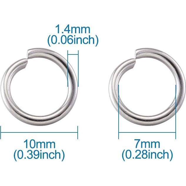 Anillos de Salto Abiertos Craftdady 1000 Pcs 10mm Acero Inoxidable
