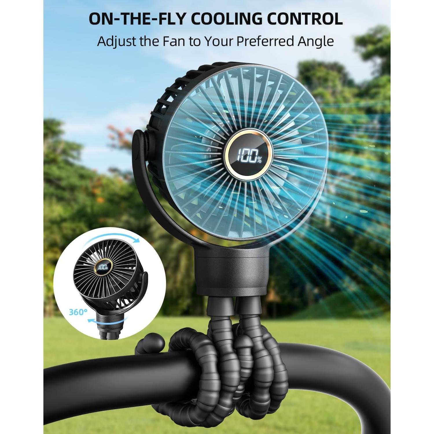Ventilador de Coche Plegable Buywoo M25 3 Velocidades Negro