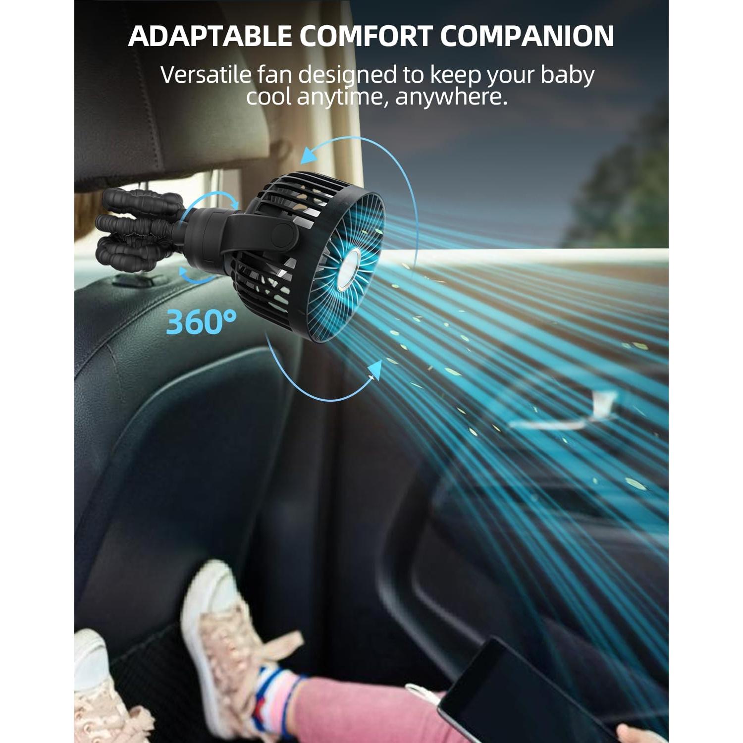 Ventilador de Coche Plegable Buywoo M25 3 Velocidades Negro