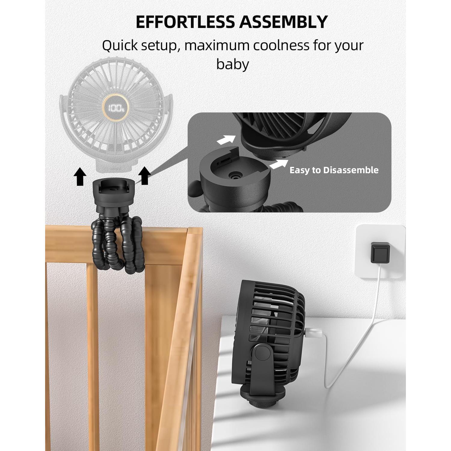 Ventilador de Coche Plegable Buywoo M25 3 Velocidades Negro