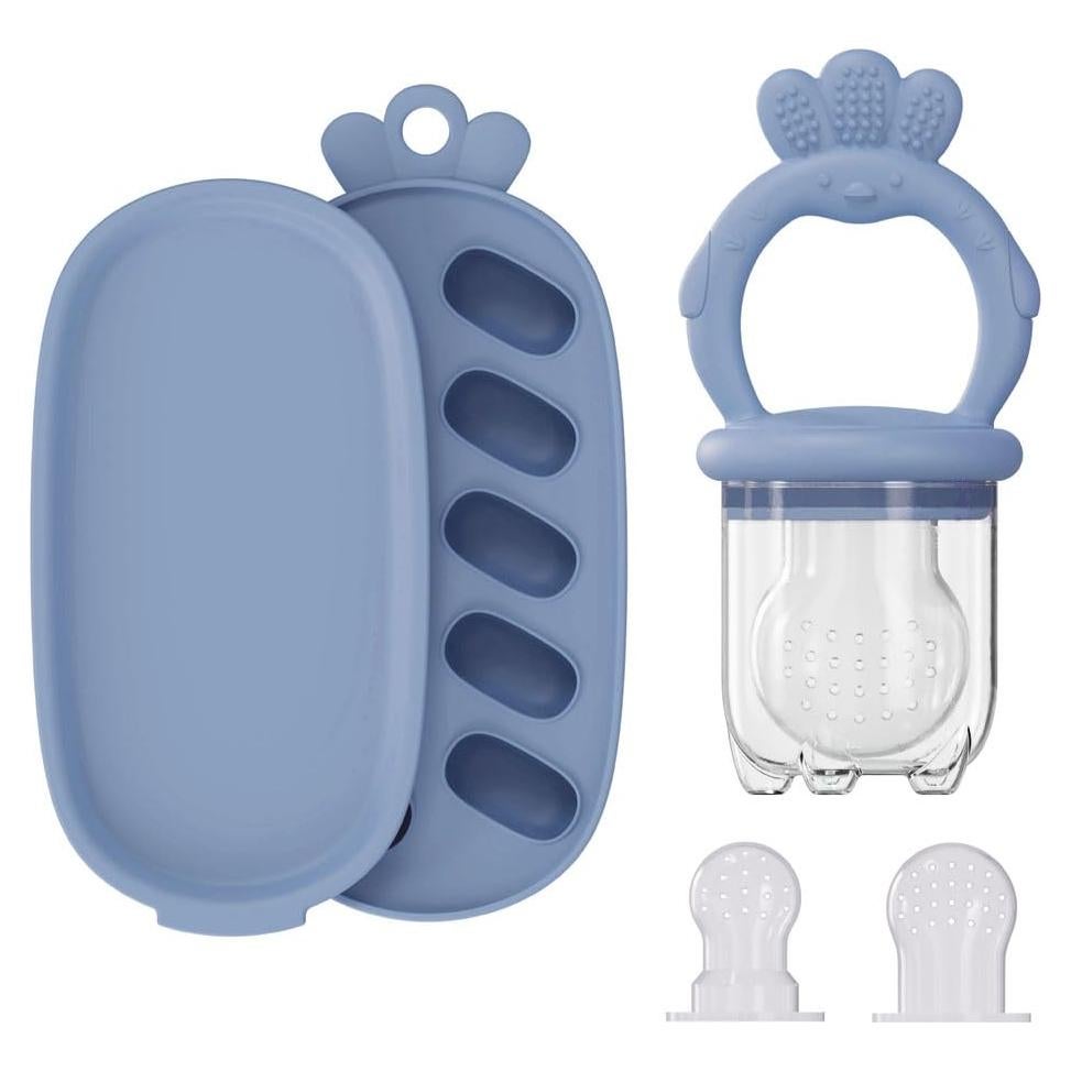 Extractor de Frutas para Bebés con Bandeja Congeladora Azul