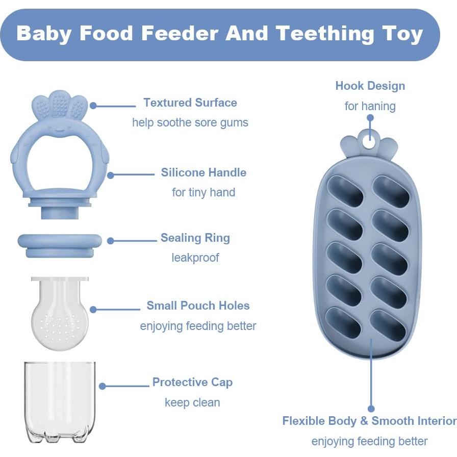 Extractor de Frutas para Bebés con Bandeja Congeladora Azul