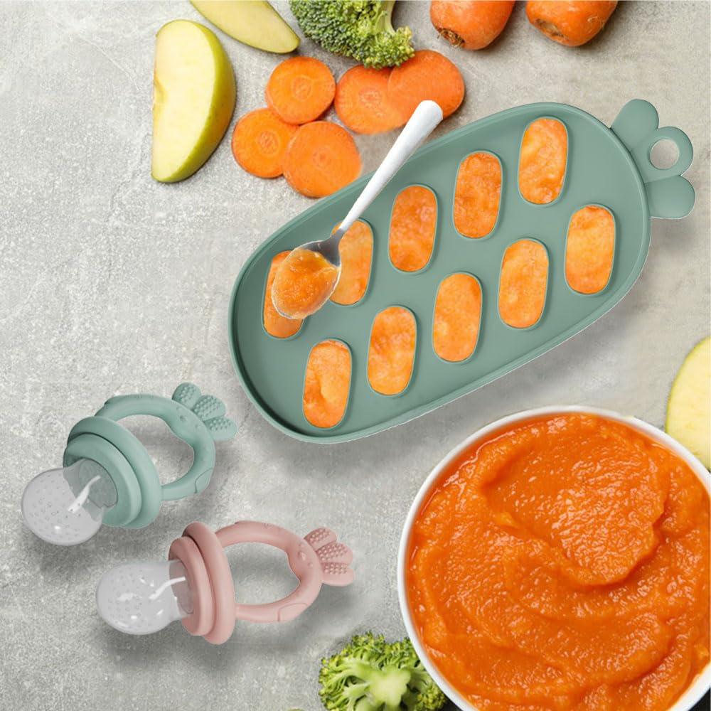 Extractor de Frutas para Bebés con Bandeja Congeladora Azul