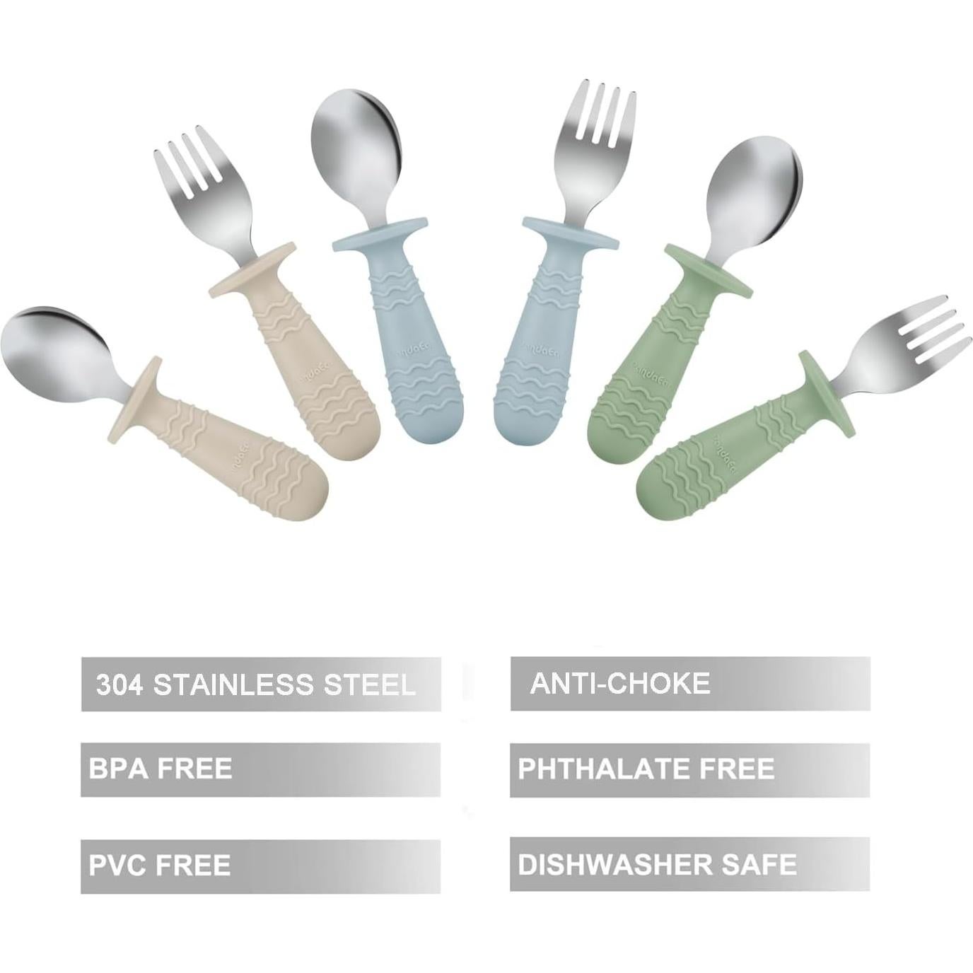 Juego de Utensilios de Acero Inoxidable PandaEar 6 Piezas Bebés