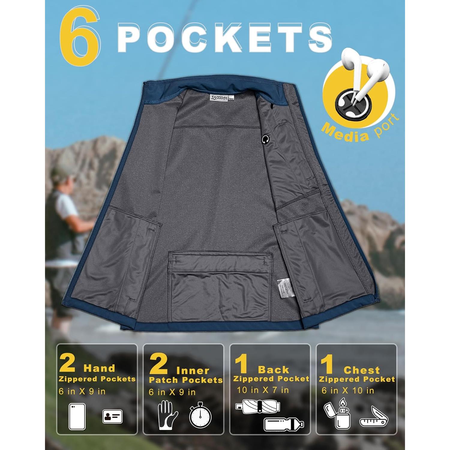 Chaleco de golf 33,000ft para hombres a prueba de viento