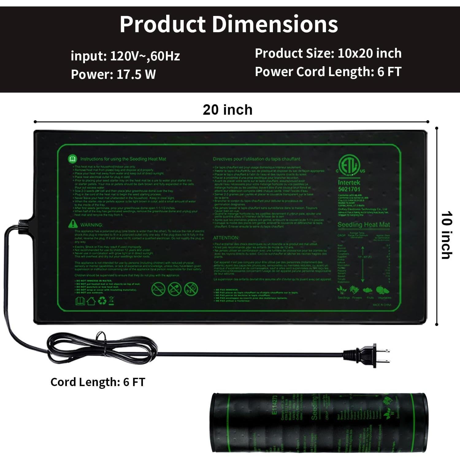 Alfombrilla Térmica Ruyyi 50.8x25.4 cm Impermeable ETL