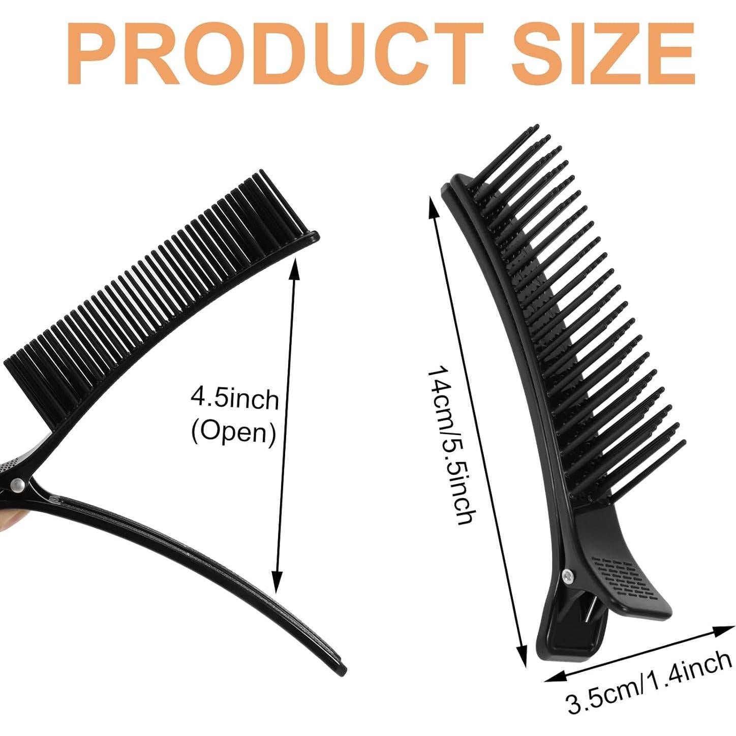 4 Clips de Agarre para Cabello HAKFOO - 14x3.6cm, Negro