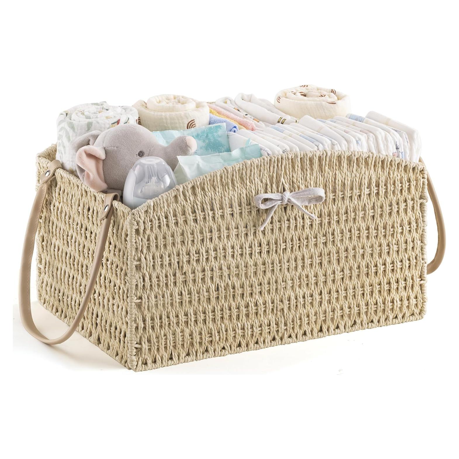 Organizador de Pañales HBlife Beige 33x23x18 cm Tejido a Mano