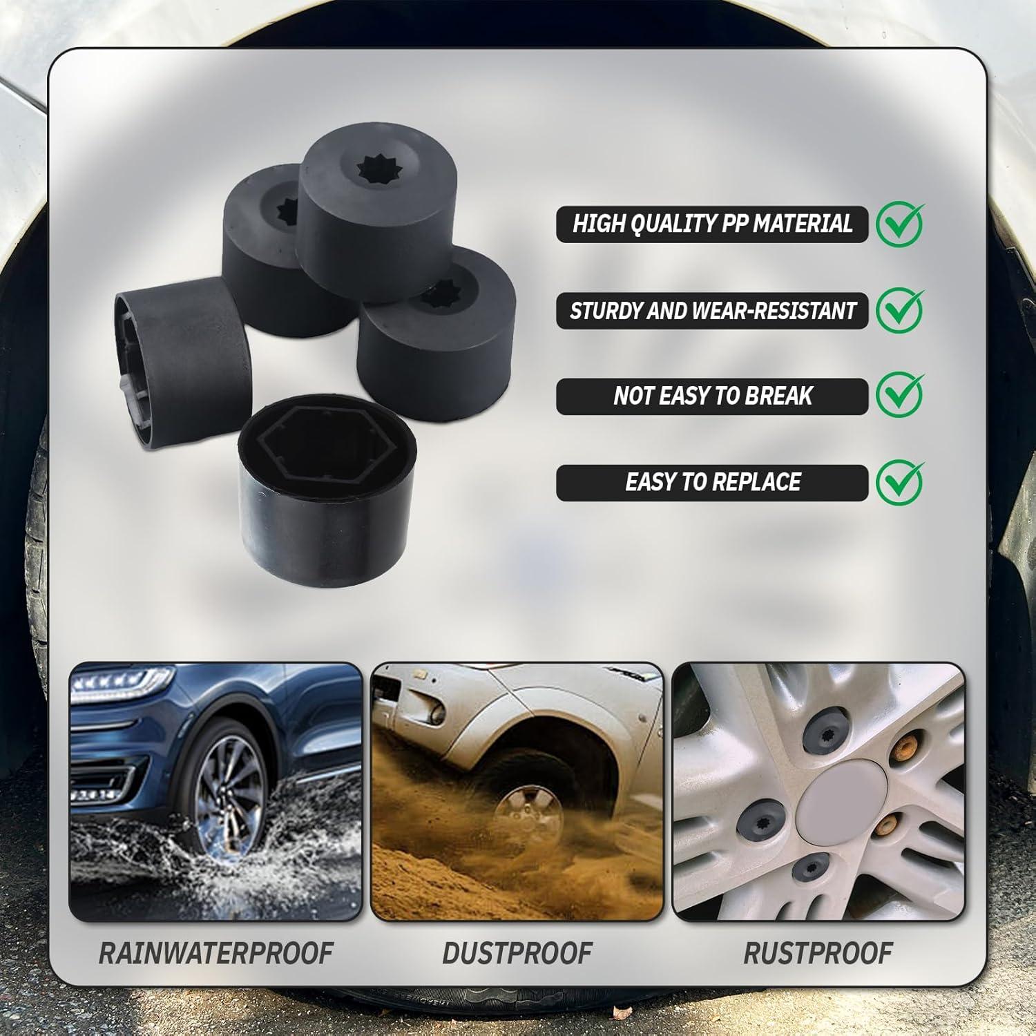 20 Cubiertas de Tuercas de Rueda JRYEM 17mm con Herramienta