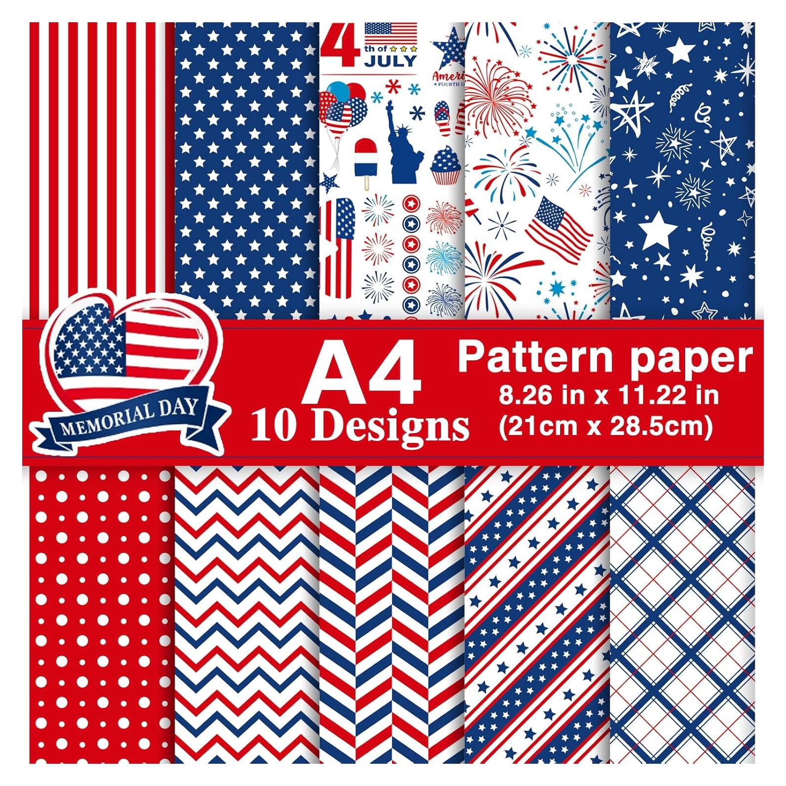 Papel Patrón 4 de Julio Morcheiong A4 30 Hojas Doble Cara