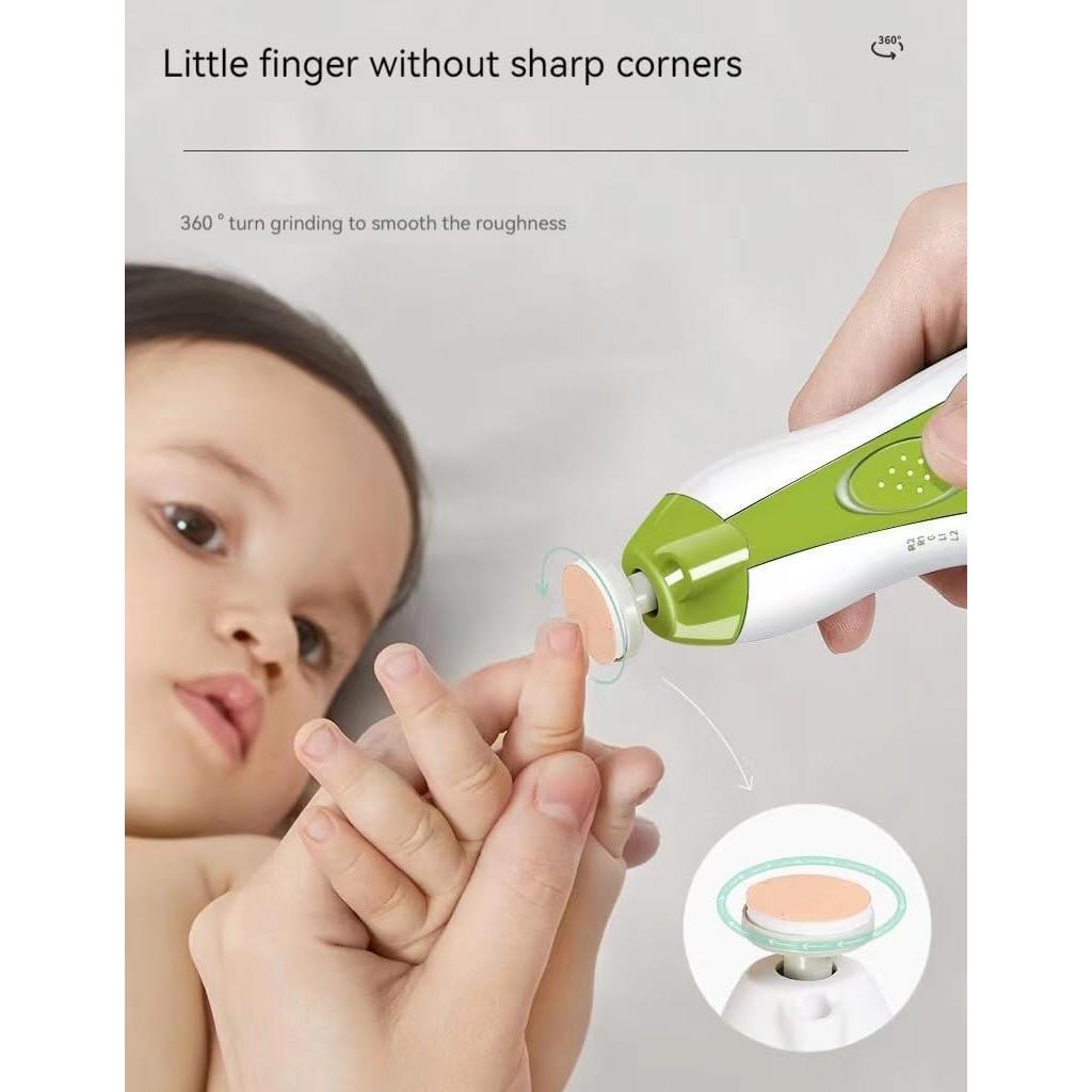 Cortador de Uñas Eléctrico WEISITE para Bebés Verde con 6 Almohadillas
