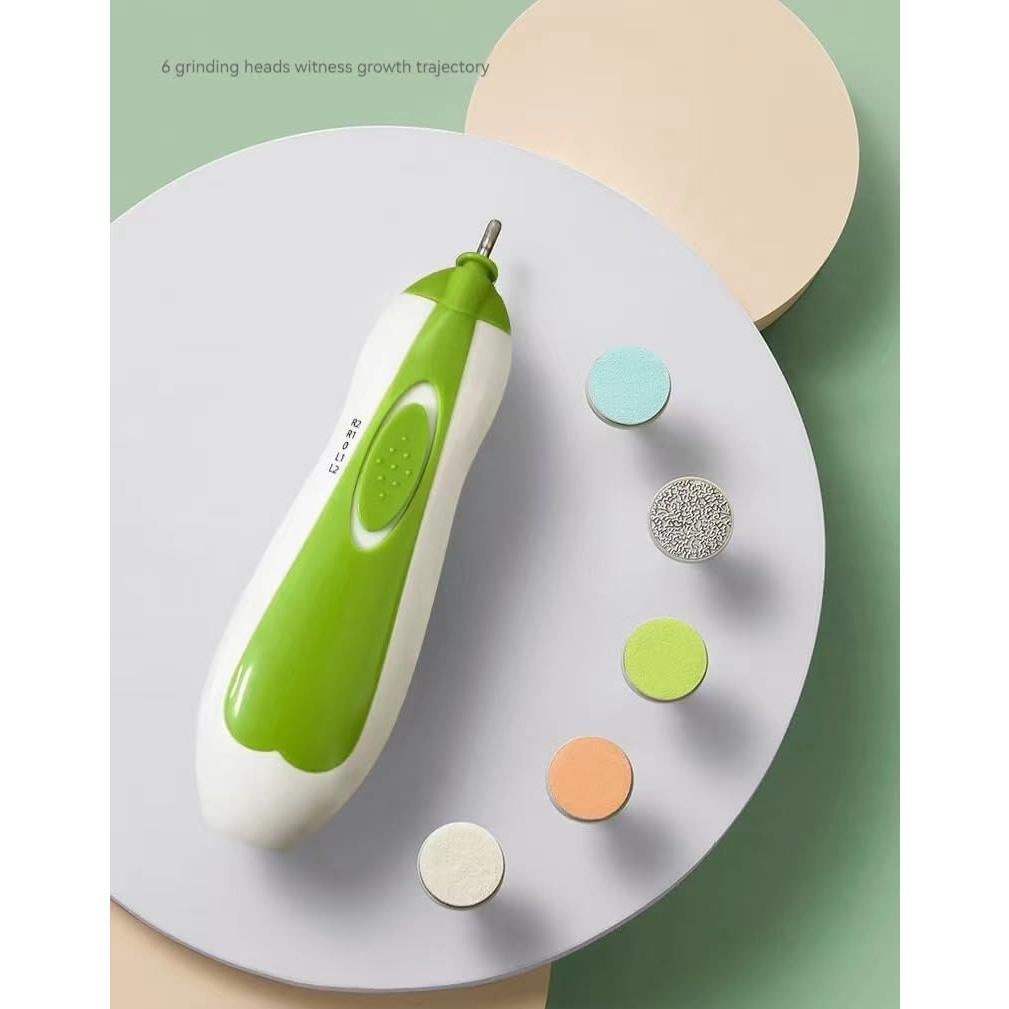 Cortador de Uñas Eléctrico WEISITE para Bebés Verde con 6 Almohadillas