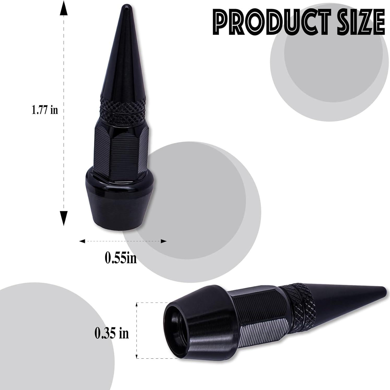 4 Tapones de Válvula de Neumático MEAJOO - Aluminio Negro