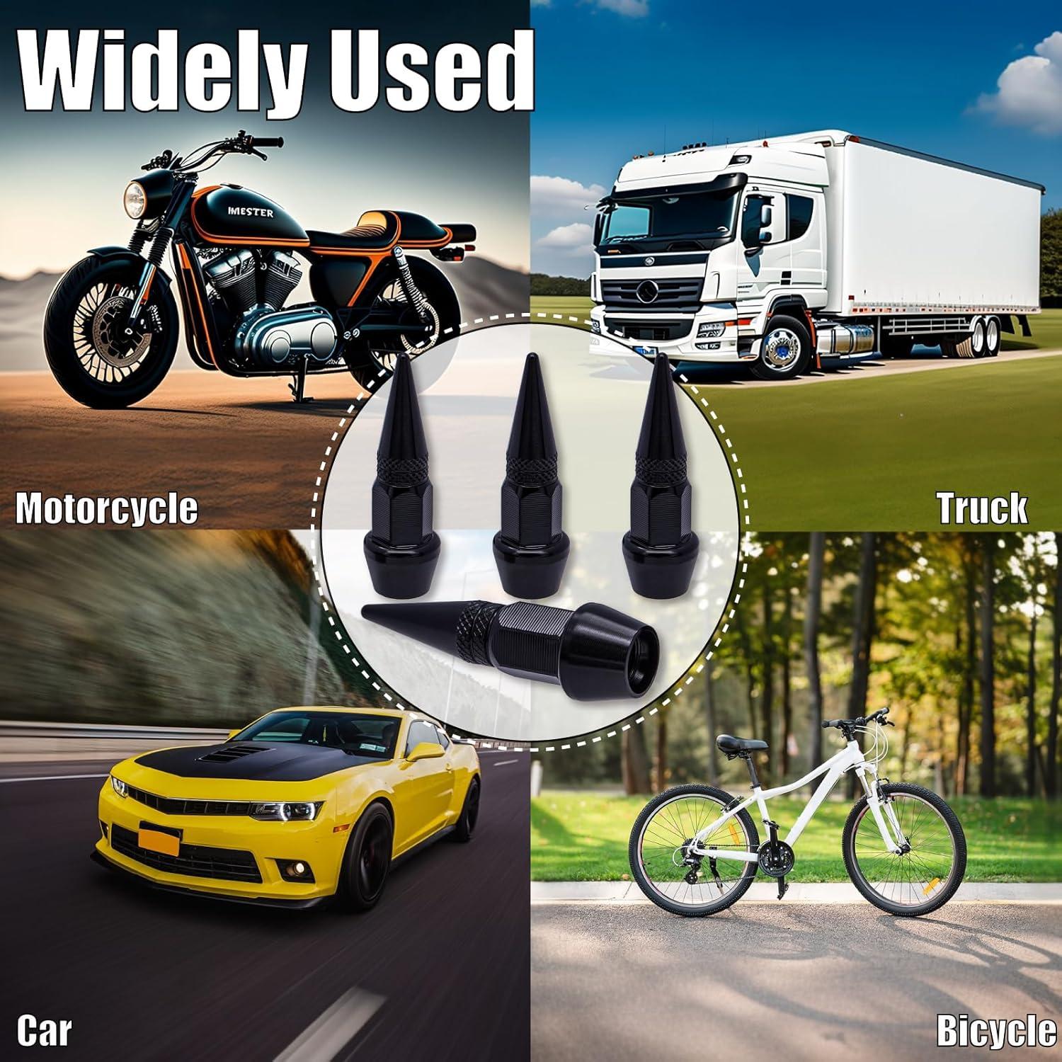 4 Tapones de Válvula de Neumático MEAJOO - Aluminio Negro