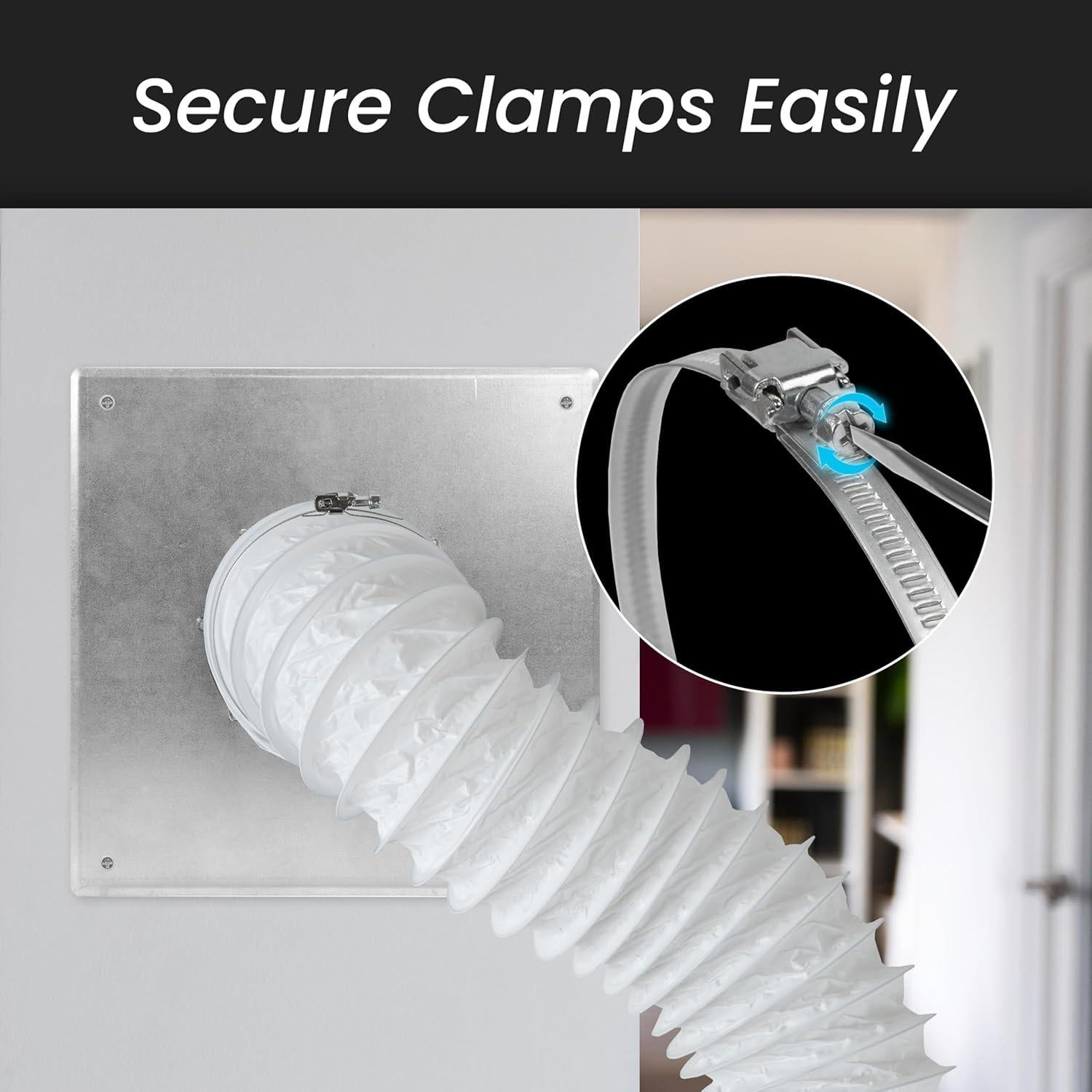 Repa Market 4" Inch Pack of 10 Ducting Clamp - Adjustable Galvanized Steel Duct Hose Clamps with Worm Gear - Wide Diameter Range Fittings - Flexible Fastener for Dryer Vent Hose, PVC, ABS Plastic Pipe