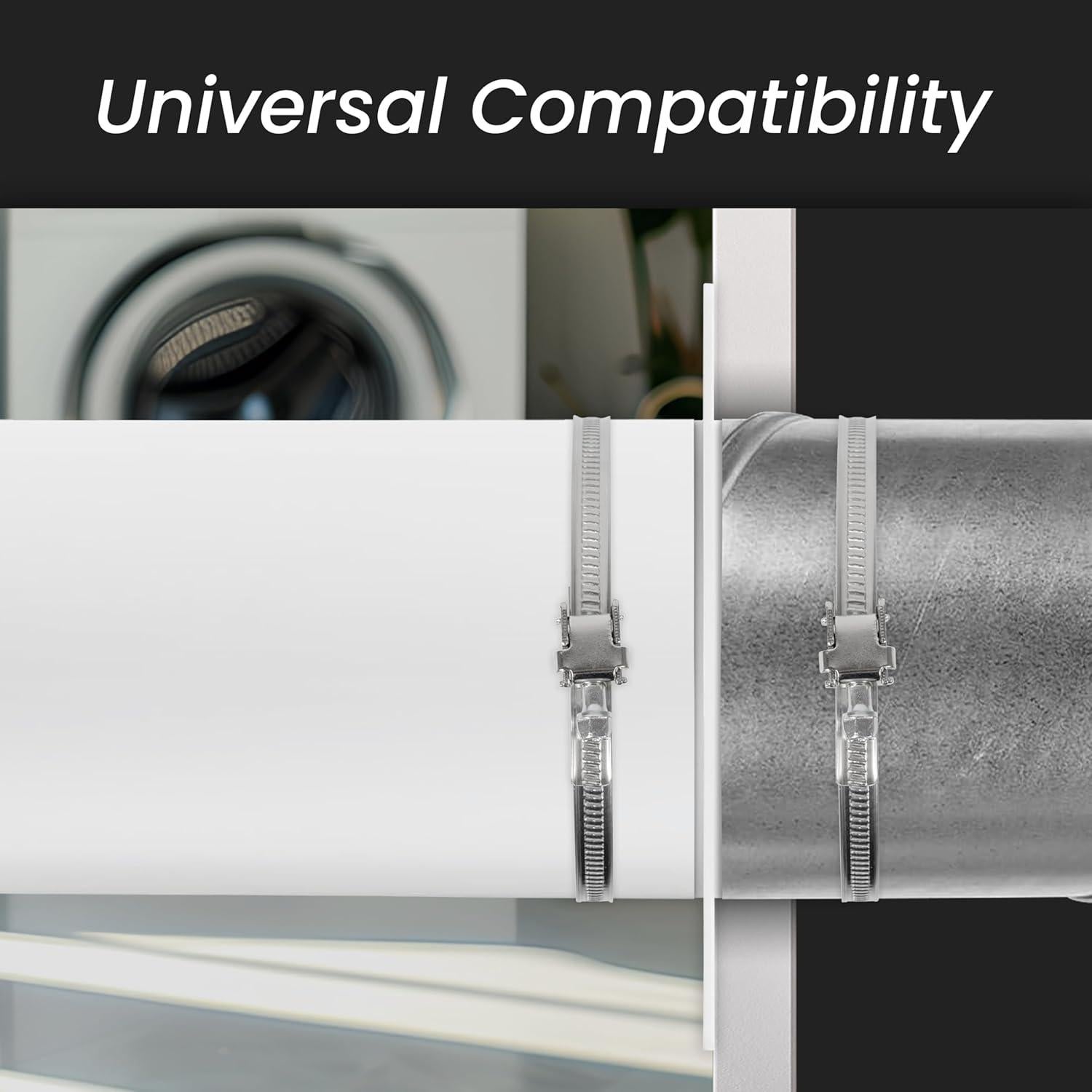 Repa Market 4" Inch Pack of 10 Ducting Clamp - Adjustable Galvanized Steel Duct Hose Clamps with Worm Gear - Wide Diameter Range Fittings - Flexible Fastener for Dryer Vent Hose, PVC, ABS Plastic Pipe