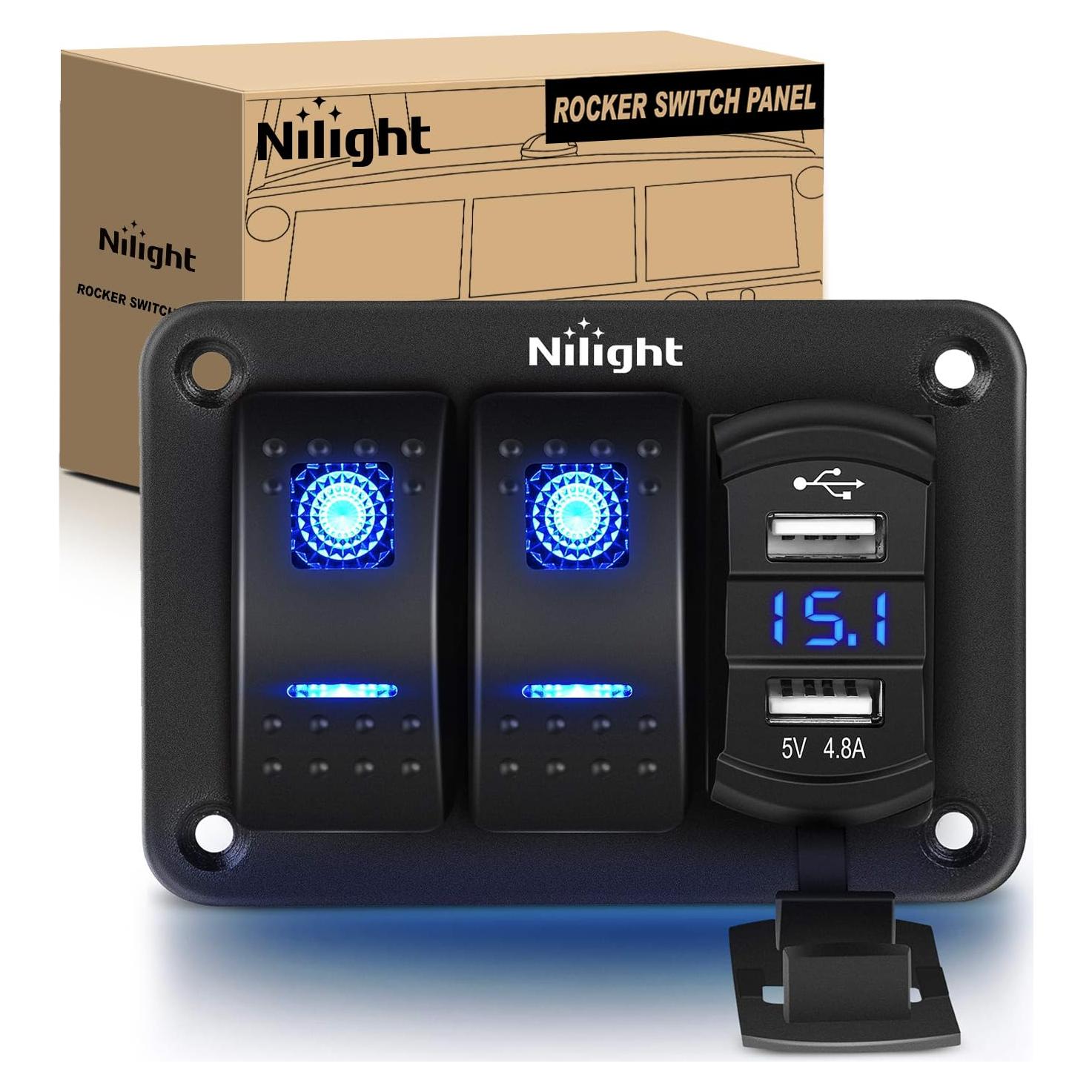 Panel de Interruptores Rocker Nilight 90116C con Cargador USB 4.8A