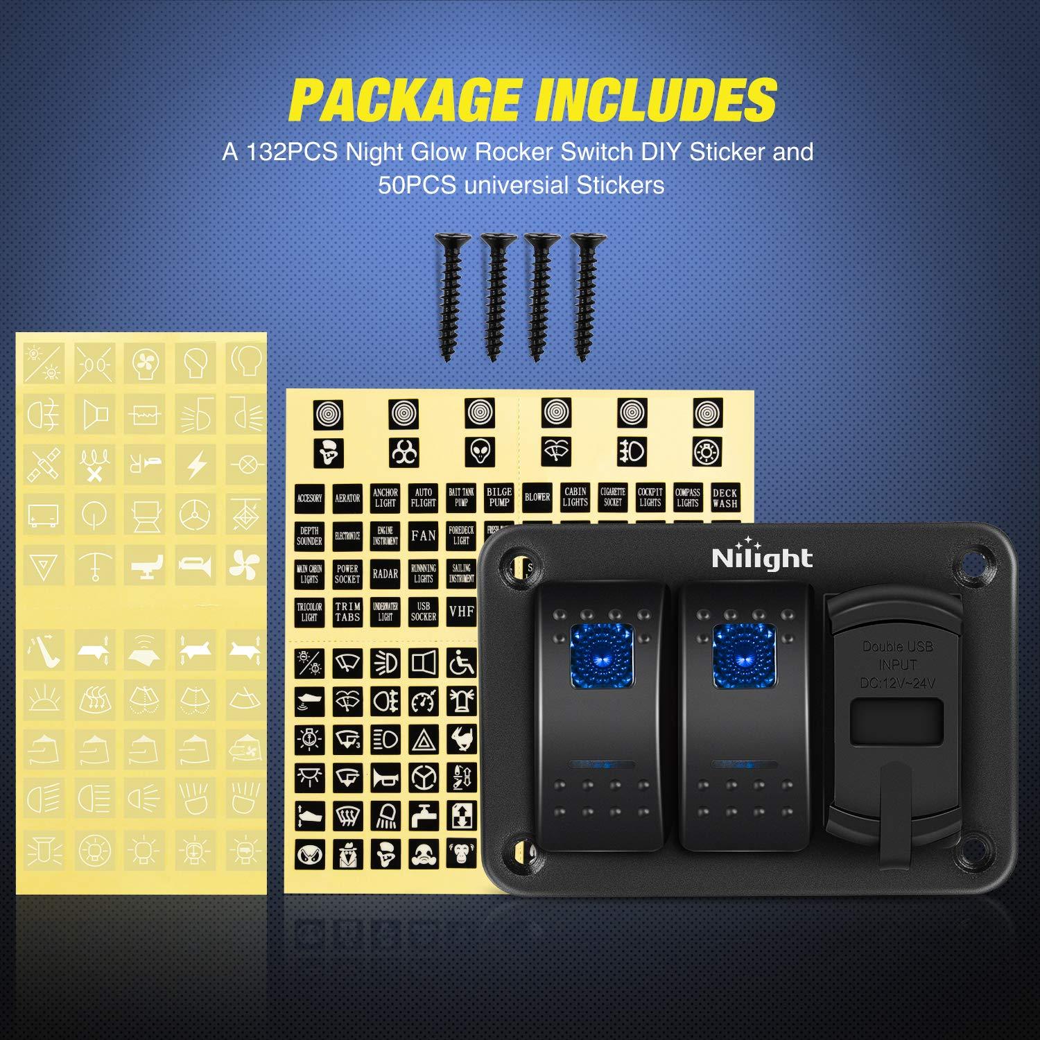 Panel de Interruptores Rocker Nilight 90116C con Cargador USB 4.8A