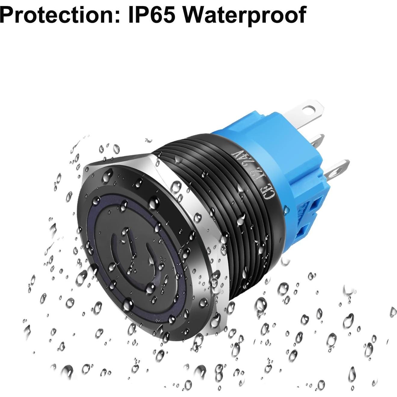 Interruptor de Botón de Presión Gebildet 19mm Acero Inoxidable LED Azul